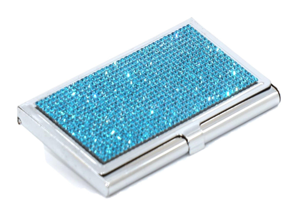Aquamarine Dark Crystals | Stainless Steel Type Card Holder or Business Card Case - Rangsee by MJ