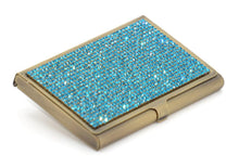 Load image into Gallery viewer, Aquamarine Dark Crystals | Brass Type Card Holder or Business Card Case - Rangsee by MJ
