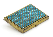 Load image into Gallery viewer, Aquamarine Dark Crystals | Brass Type Card Holder or Business Card Case - Rangsee by MJ
