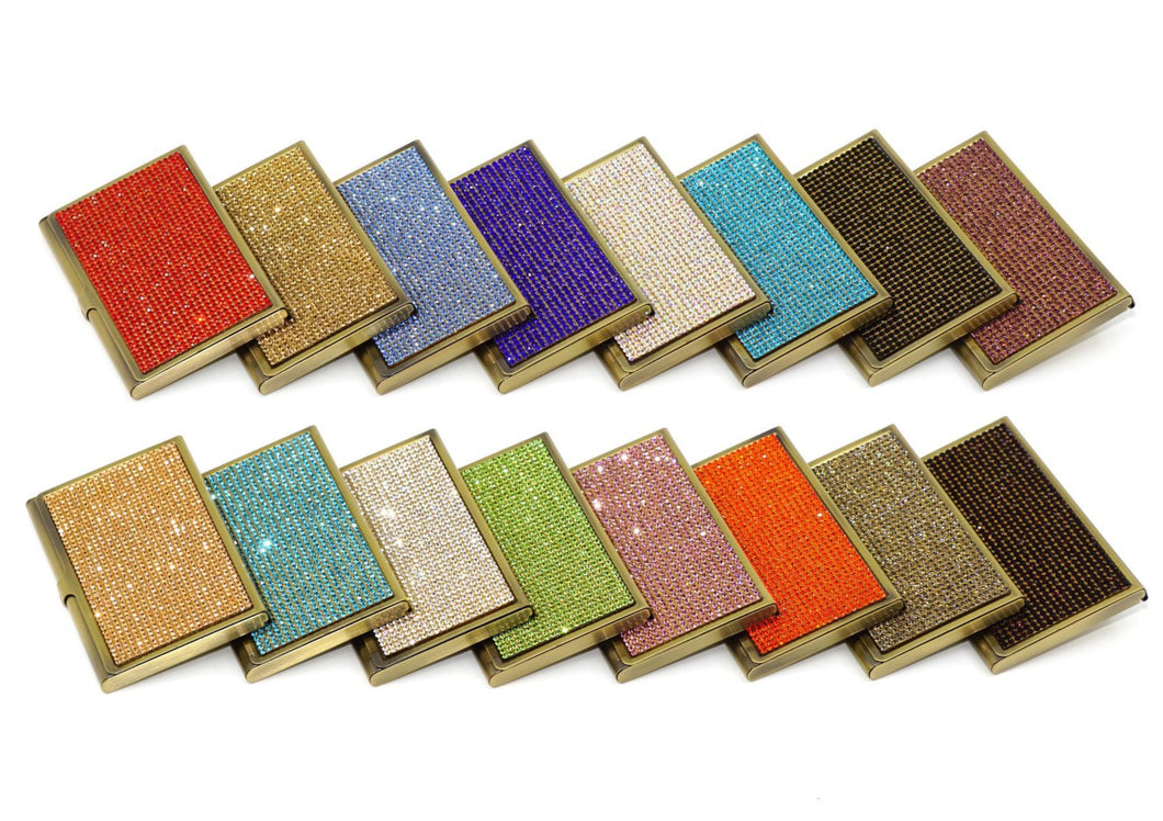 Purple Amethyst (Light) Crystals | Stainless Steel Type Card Holder or Business Card Case