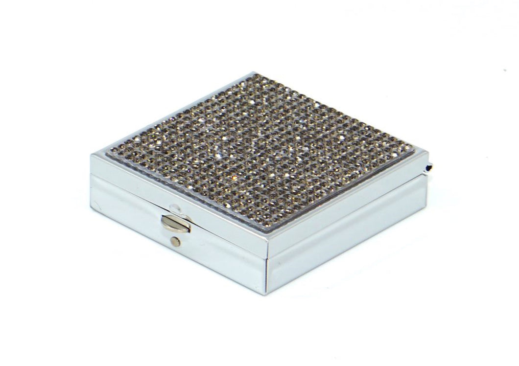Black Diamond Crystals | Pill Case, Pill Box or Pill Container (2 Slots Square) - Rangsee by MJ