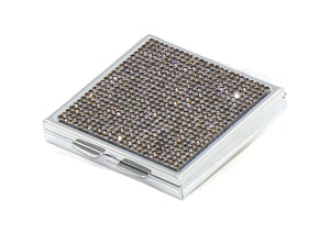 Black Diamond Crystals | Pill Case, Pill Box or Pill Container (4 Slots Square)