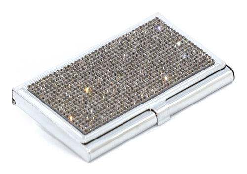 Black Diamond Crystals | Stainless Steel Type Card Holder or Business Card Case - Rangsee by MJ