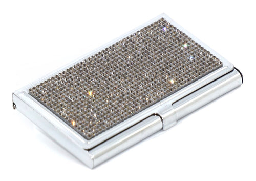 Black Diamond Crystals | Stainless Steel Type Card Holder or Business Card Case