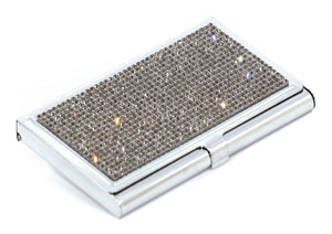 Black Diamond Crystals | Stainless Steel Type Card Holder or Business Card Case - Rangsee by MJ