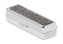 Load image into Gallery viewer, Blue Sapphire Crystals | Small (Flat Bottom) Lipstick Box or Lipstick Case with Mirror
