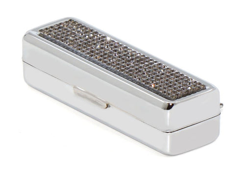 Black Diamond Crystals | Small (Flat Bottom) Lipstick Box or Lipstick Case with Mirror