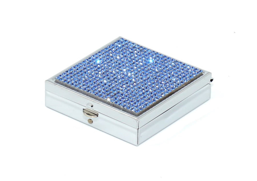 Blue Sapphire Crystals | Pill Case, Pill Box or Pill Container (2 Slots Square)