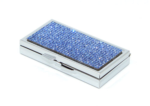 Blue Sapphire Crystals | Pill Case, Pill Box or Pill Container (3 Slots Rectangular) - Rangsee by MJ