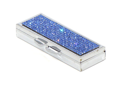 Blue Sapphire Crystals | Pill Case, Pill Box or Pill Container (6 Slots Rectangular) - Rangsee by MJ