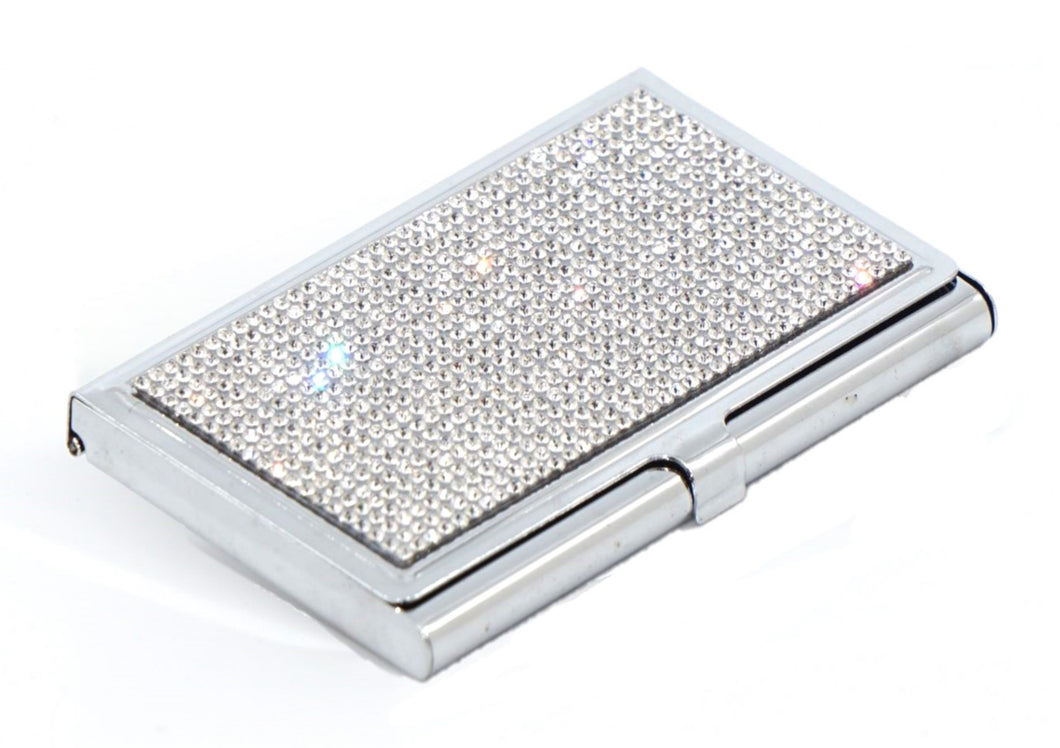Clear Diamond Crystals | Stainless Steel Type Card Holder or Business Card Case
