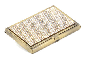 Clear Diamond Crystals | Brass Type Card Holder or Business Card Case