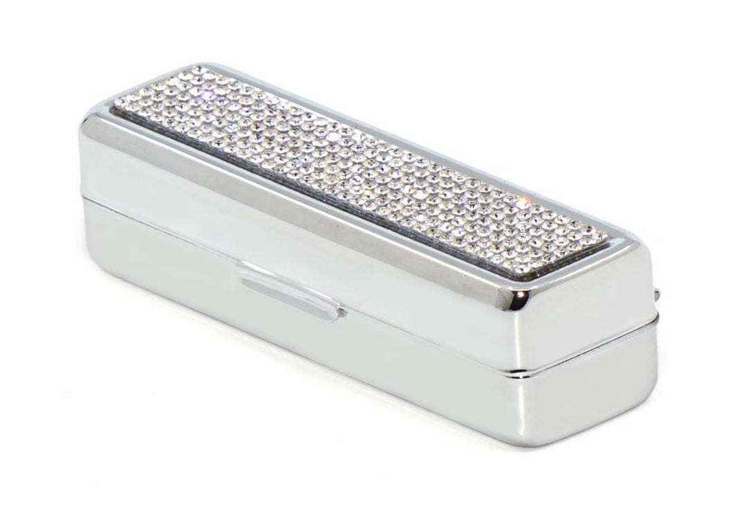Clear Diamond Crystals | Small (Flat Bottom) Lipstick Box or Lipstick Case with Mirror