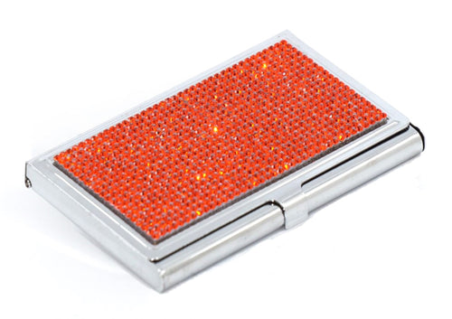 Coral (Orange Type) Crystals | Stainless Steel Type Card Holder or Business Card Case