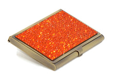 Load image into Gallery viewer, Blue Sapphire Crystals | Brass Type Card Holder or Business Card Case - Rangsee by MJ
