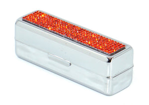 Coral (Orange Type) Crystals | Small (Flat Bottom) Lipstick Box or Lipstick Case with Mirror - Rangsee by MJ