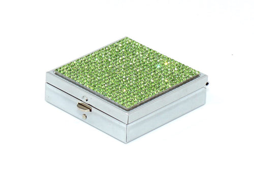 Green Peridot Crystals | Pill Case, Pill Box or Pill Container (2 Slots Square)