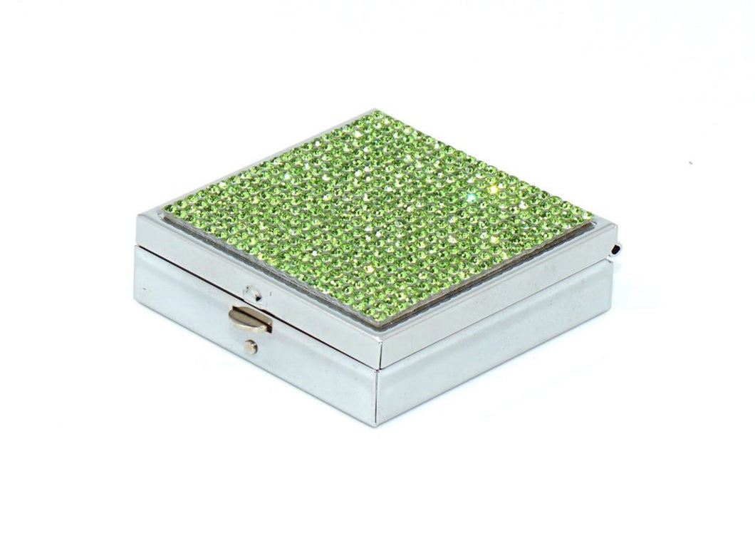 Green Peridot Crystals | Pill Case, Pill Box or Pill Container (2 Slots Square) - Rangsee by MJ