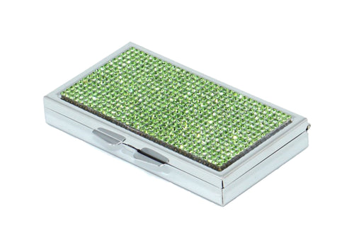 Green Peridot Crystals | Pill Case, Pill Box or Pill Container (3 Slots Rectangular)