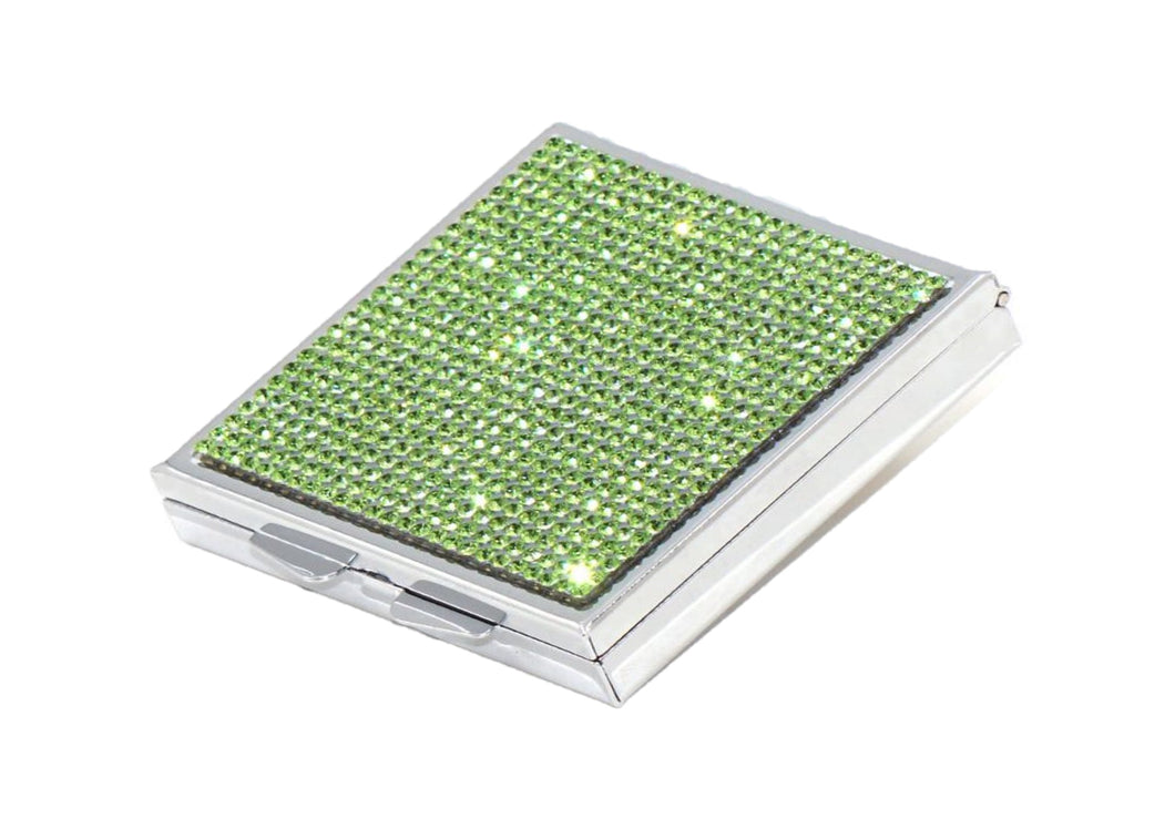 Green Peridot Crystals | Pill Case, Pill Box or Pill Container (4 Slots Square)