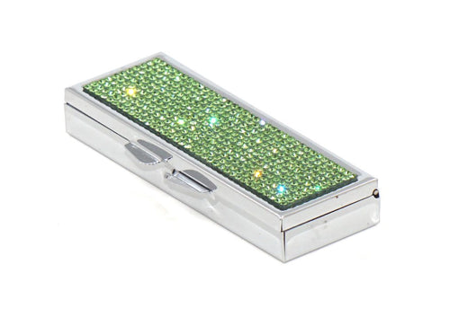 Green Peridot Crystals | Pill Case, Pill Box or Pill Container (6 Slots Rectangular) - Rangsee by MJ