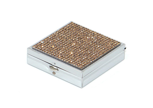 Gold Topaz Crystals | Pill Case, Pill Box or Pill Container (2 Slots Square)