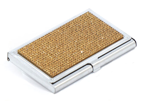 Gold Topaz Crystals | Stainless Steel Type Card Holder or Business Card Case