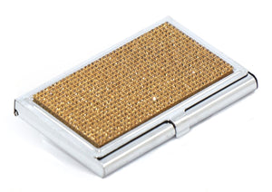 Gold Topaz Crystals | Stainless Steel Type Card Holder or Business Card Case - Rangsee by MJ