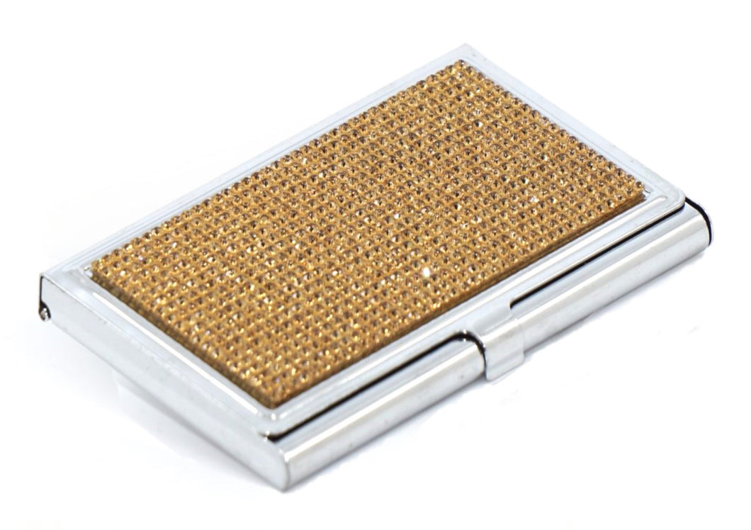 Gold Topaz Crystals | Stainless Steel Type Card Holder or Business Card Case - Rangsee by MJ