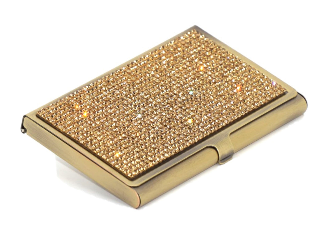 Gold Topaz Crystals | Brass Type Card Holder or Business Card Case