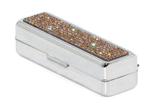 Load image into Gallery viewer, Gold Topaz Crystals | Small (Flat Bottom) Lipstick Box or Lipstick Case with Mirror
