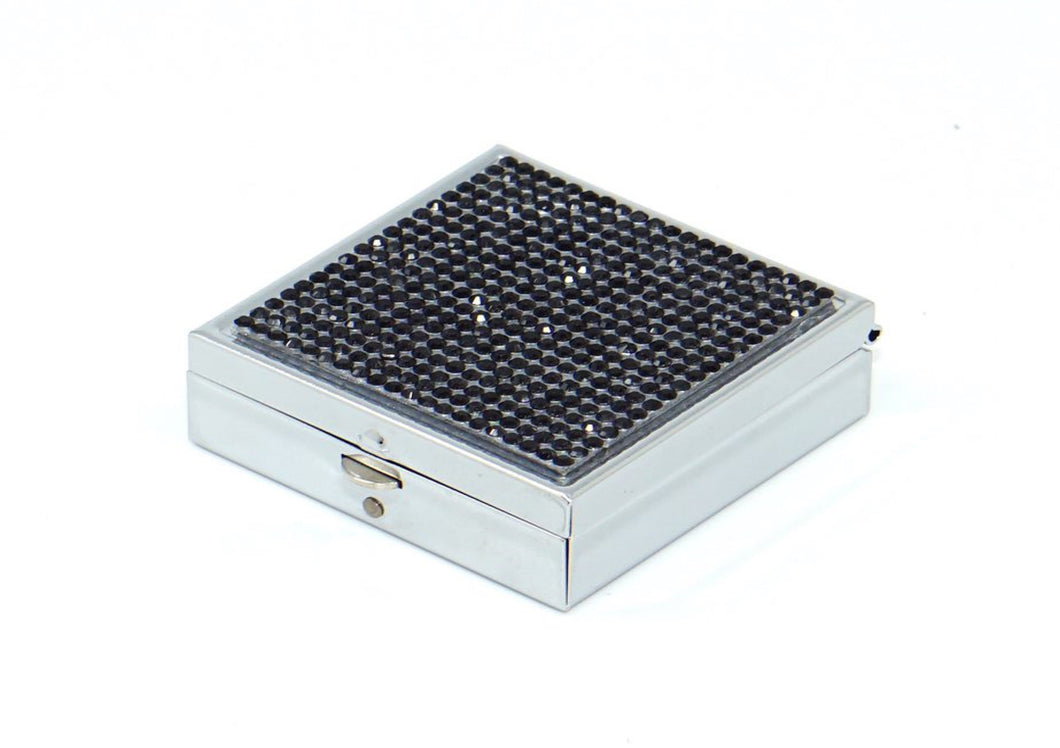 Jet Black Crystals | Pill Case, Pill Box or Pill Container (2 Slots Square) - Rangsee by MJ