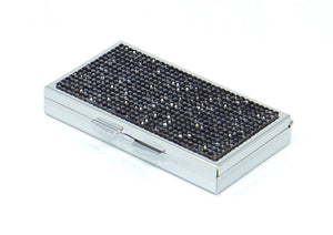 Jet Black Crystals | Pill Case, Pill Box or Pill Container (3 Slots Rectangular) - Rangsee by MJ