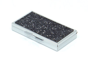 Jet Black Crystals | Pill Case, Pill Box or Pill Container (3 Slots Rectangular)