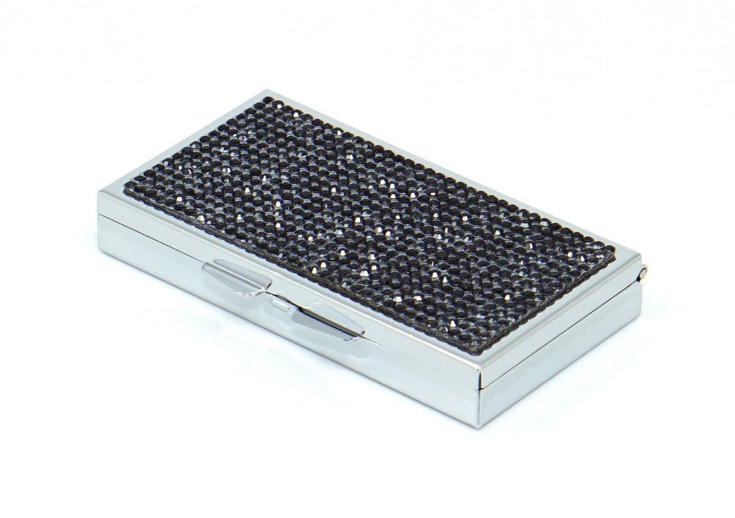 Jet Black Crystals | Pill Case, Pill Box or Pill Container (3 Slots Rectangular) - Rangsee by MJ