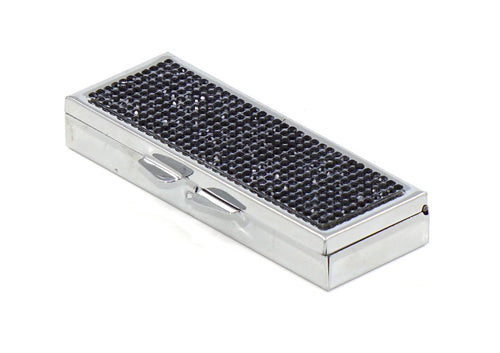 Jet Black Crystals | Pill Case, Pill Box or Pill Container (6 Slots Rectangular) - Rangsee by MJ