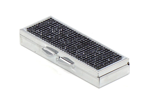 Jet Black Crystals | Pill Case, Pill Box or Pill Container (6 Slots Rectangular)