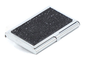 Jet Black Crystals | Stainless Steel Type Card Holder or Business Card Case