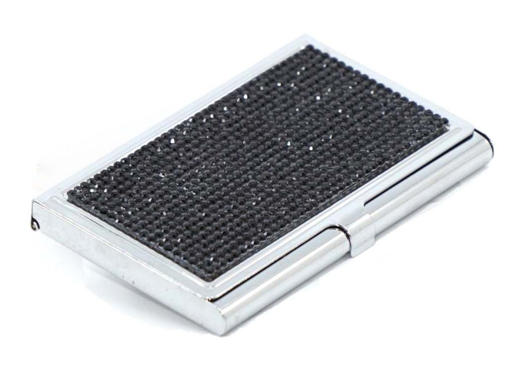 Jet Black Crystals | Stainless Steel Type Card Holder or Business Card Case