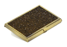 Load image into Gallery viewer, Blue Sapphire Crystals | Brass Type Card Holder or Business Card Case
