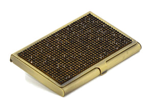 Jet Black Crystals | Brass Type Card Holder or Business Card Case