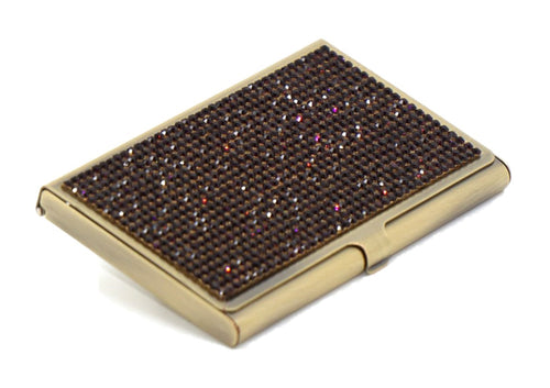 Purple Amethyst (Dark) Crystals | Brass Type Card Holder or Business Card Case - Rangsee by MJ