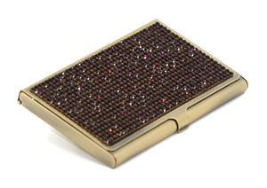 Purple Amethyst (Dark) Crystals | Brass Type Card Holder or Business Card Case - Rangsee by MJ