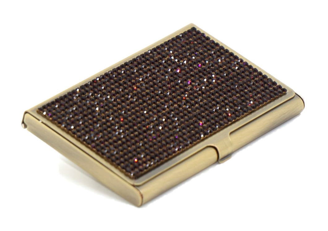 Purple Amethyst (Dark) Crystals | Brass Type Card Holder or Business Card Case