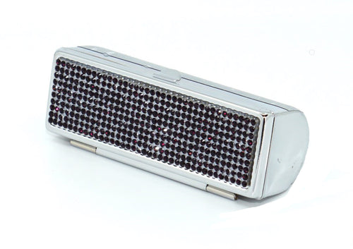 Purple Amethyst (Dark) Crystals | Big (Round Bottom) Lipstick Box or Lipstick Case with Mirror - Rangsee by MJ