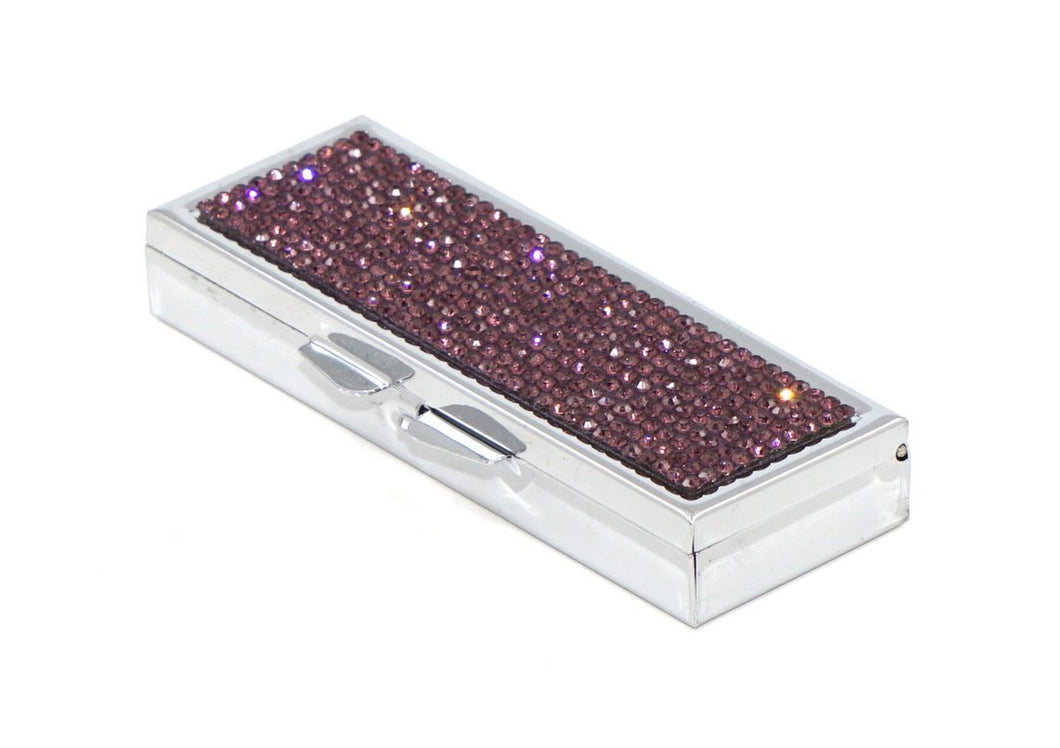 Purple Amethyst (Light) Crystals | Pill Case, Pill Box or Pill Container (6 Slots Rectangular)