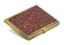 Load image into Gallery viewer, Purple Amethyst (Dark) Crystals | Brass Type Card Holder or Business Card Case
