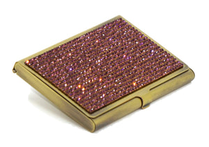 Purple Amethyst (Light) Crystals | Brass Type Card Holder or Business Card Case