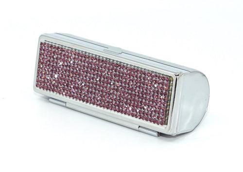 Purple Amethyst (Light) Crystals | Big (Round Bottom) Lipstick Box or Lipstick Case with Mirror - Rangsee by MJ