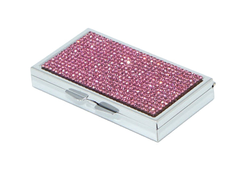 Pink Rose Crystals | Pill Case, Pill Box or Pill Container (3 Slots Rectangular) - Rangsee by MJ
